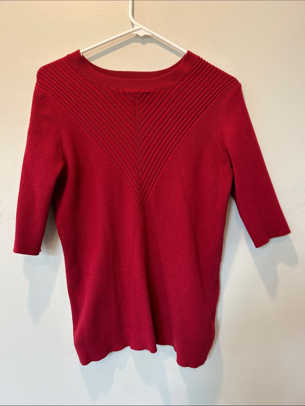 Liverpool Red Textured V-Rib Crewneck Sweater